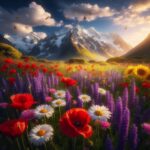 Flowers-Clouds-Mountains-Wallpaper