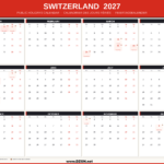 2027 Switzerland Calendar Printable