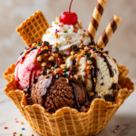 waffle bowl ice cream sundae