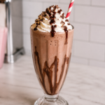 Chocolate milkshake in a vintage diner