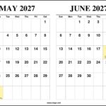 May and June 2027 Calendar 2 Months